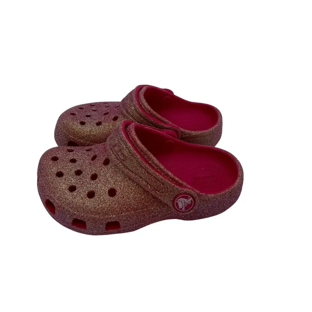 Crocs Girls Toddler Iridescent Glitter Classic Clogs Shoes Size 9